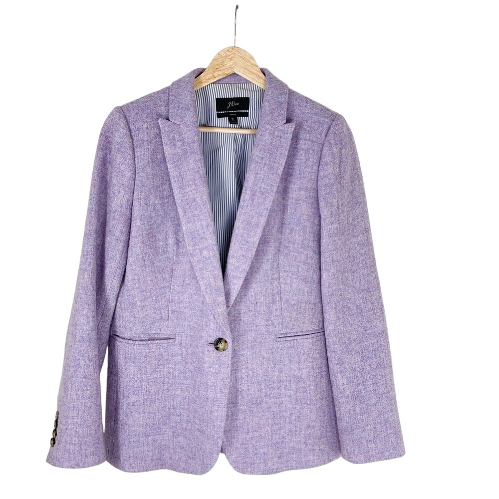 J.Crew Parke Blazer 100% Wool Lavender Purple Tweed Size 6